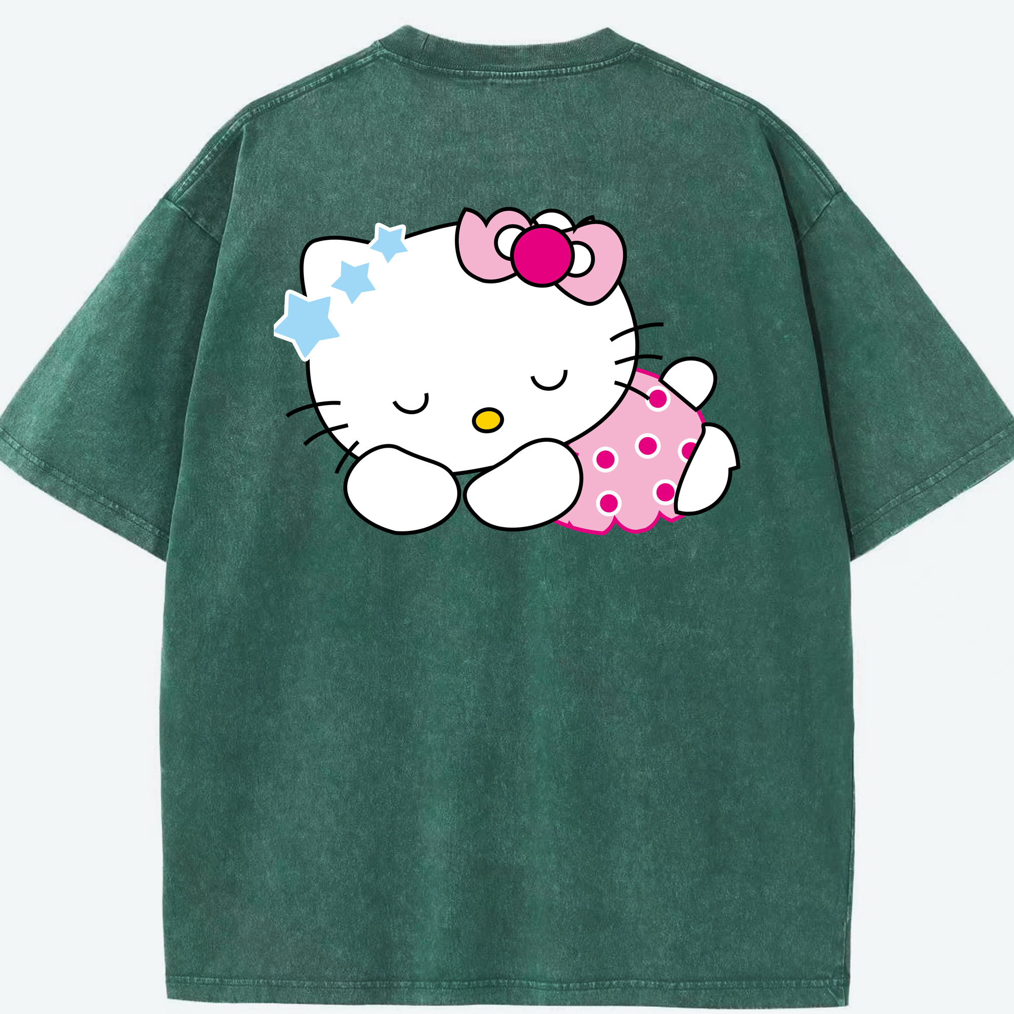 （画像用） Hello Kitty ハローキティ 綿100% ヴィンテージ風 半袖Tシャツ（背面プリント）